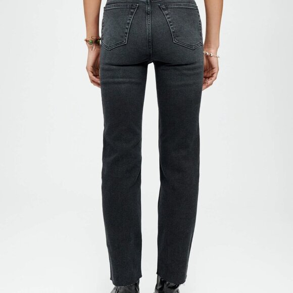 Re/Done Originals Straight Leg Washed Denim Black Size 24 - Picture 1 of 5